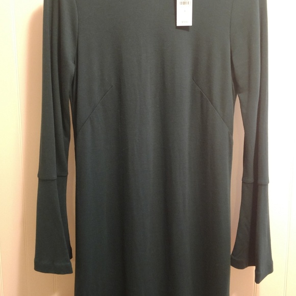 Ann Taylor LOFT Bell Sleeve Dress Forest Emerald - Picture 2 of 6